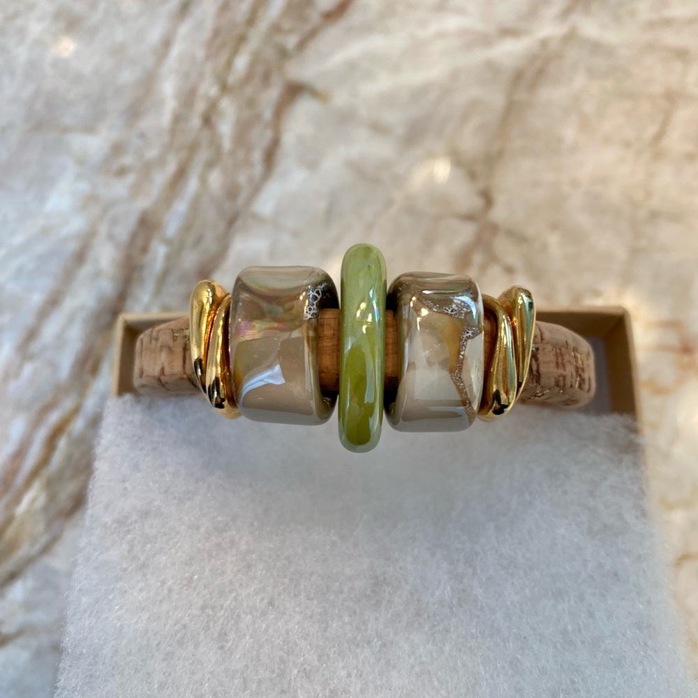 Artisan Stone and Cork Bracelet